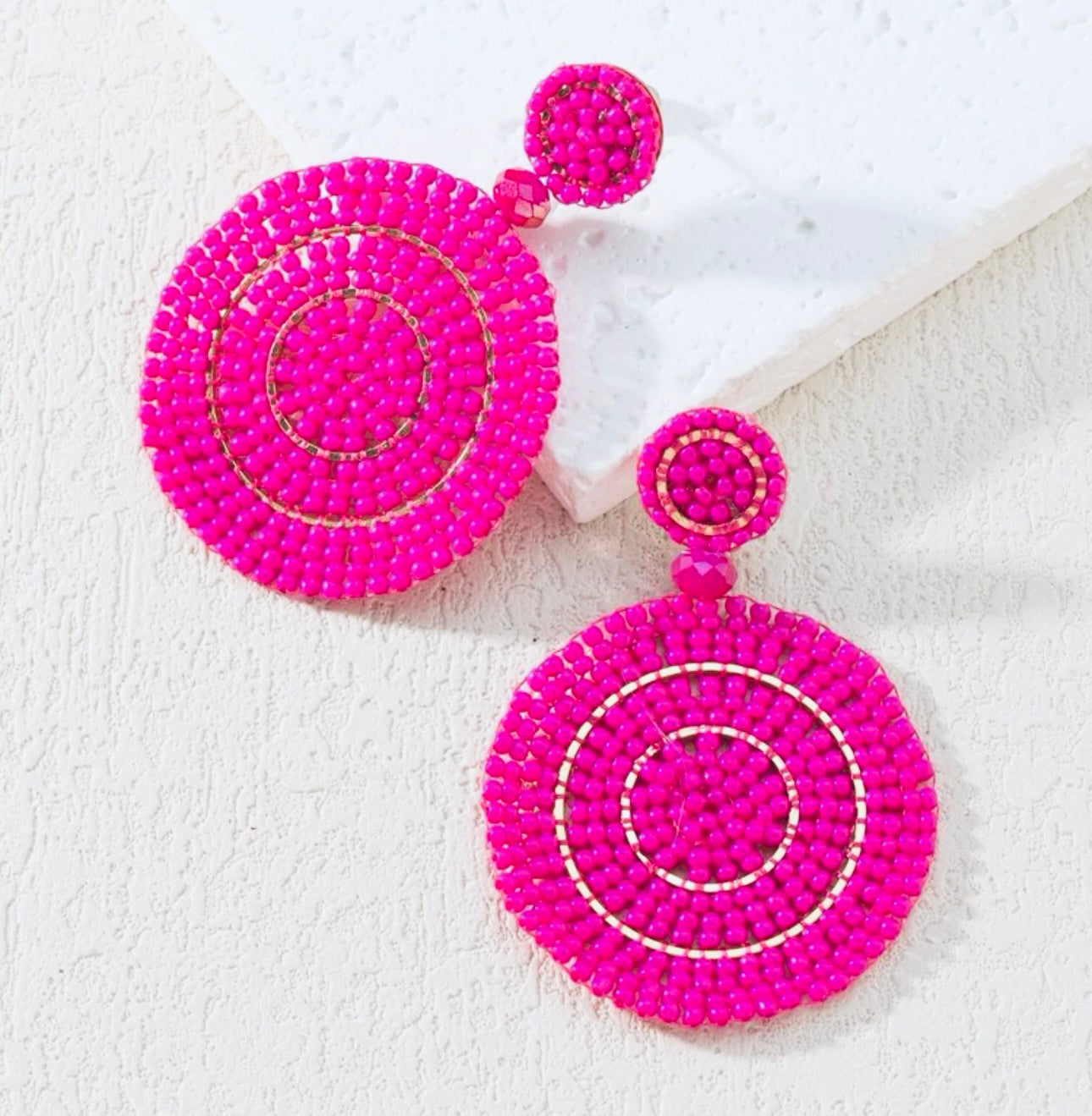 Fuchsia Fantasy Round Drop Earrings