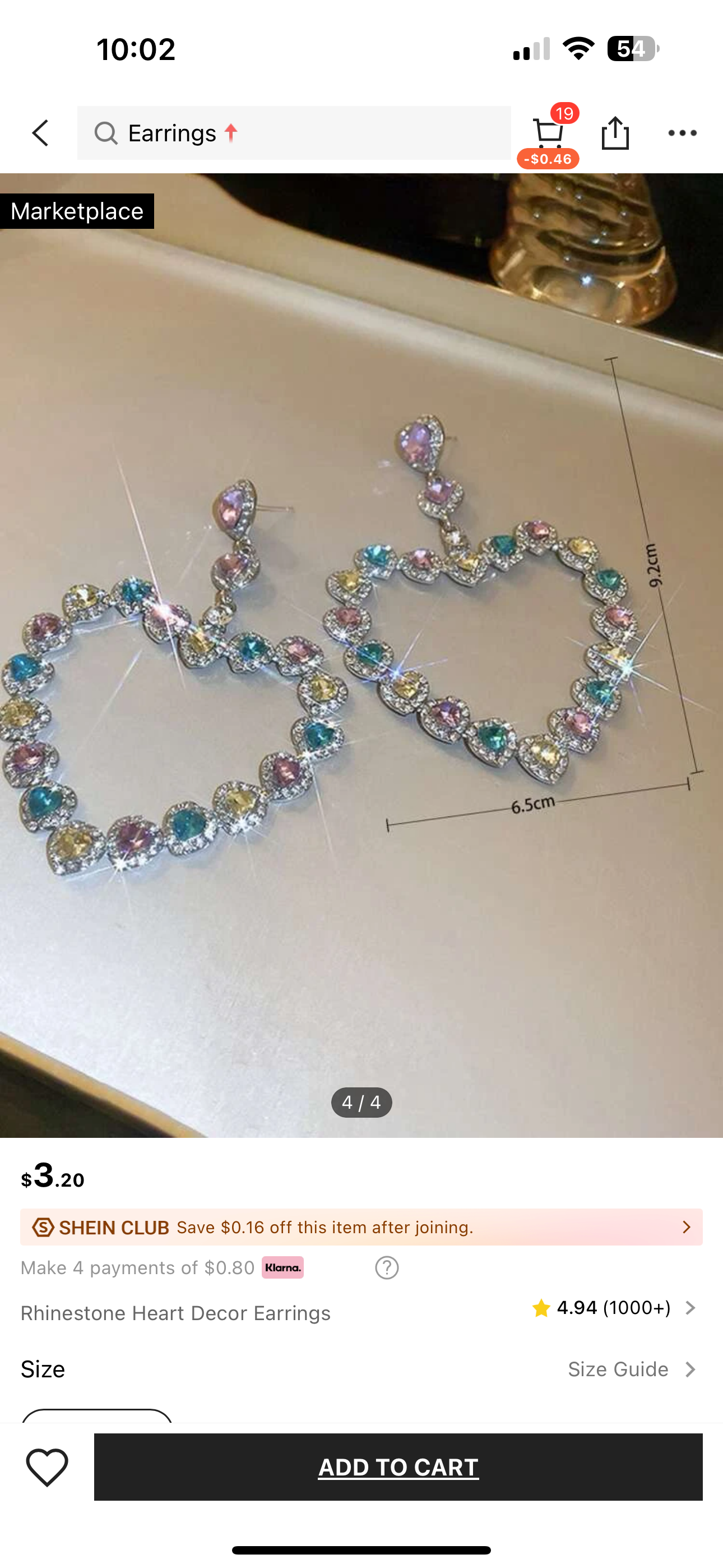 Bling Hearted Drop Hoop Earrings