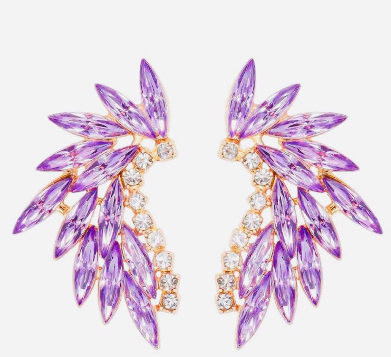 Bling Lilac Angel Wing Earrings