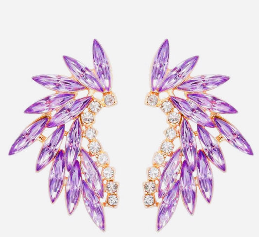 Bling Lilac Angel Wing Earrings