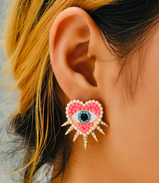 Watchful Eye Heart Earring