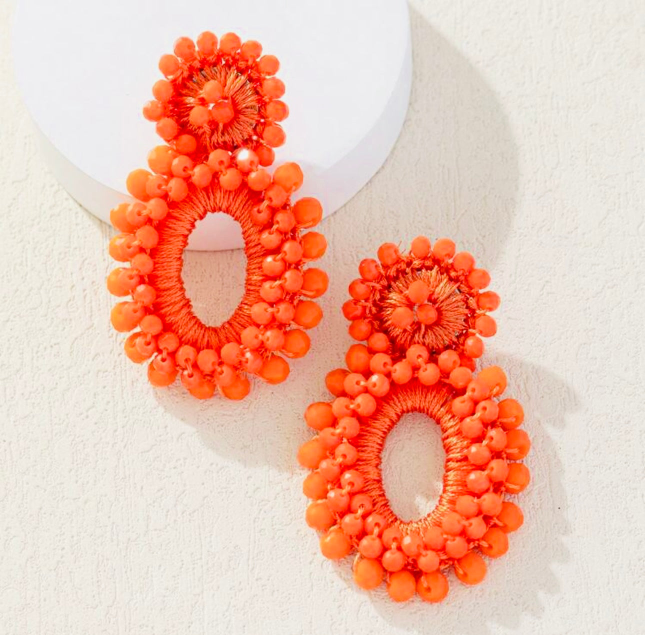 Oval Drop Beaded Earrings