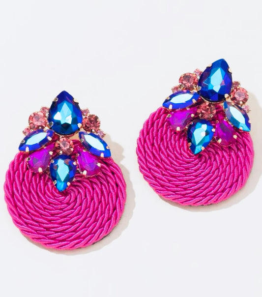 Pink Dazzle Round Earrings